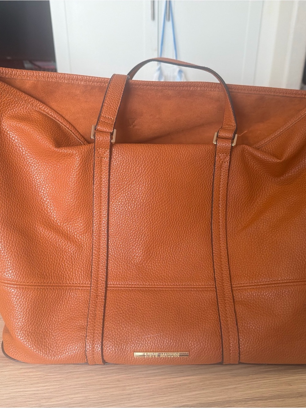 Steve Madden Cognac Faux-Leather Tote